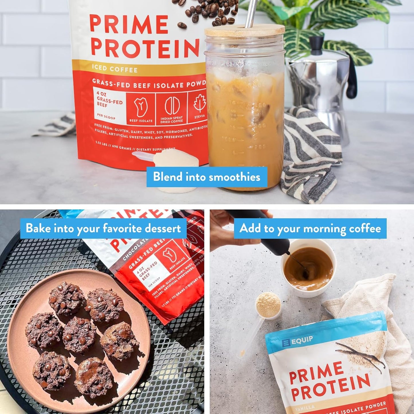 Grass-Fed Beef Protein Isolate Powder - Clean Carnivore Protein for Paleo & Keto Diets - Iced Coffee Flavor - 30 Servings
