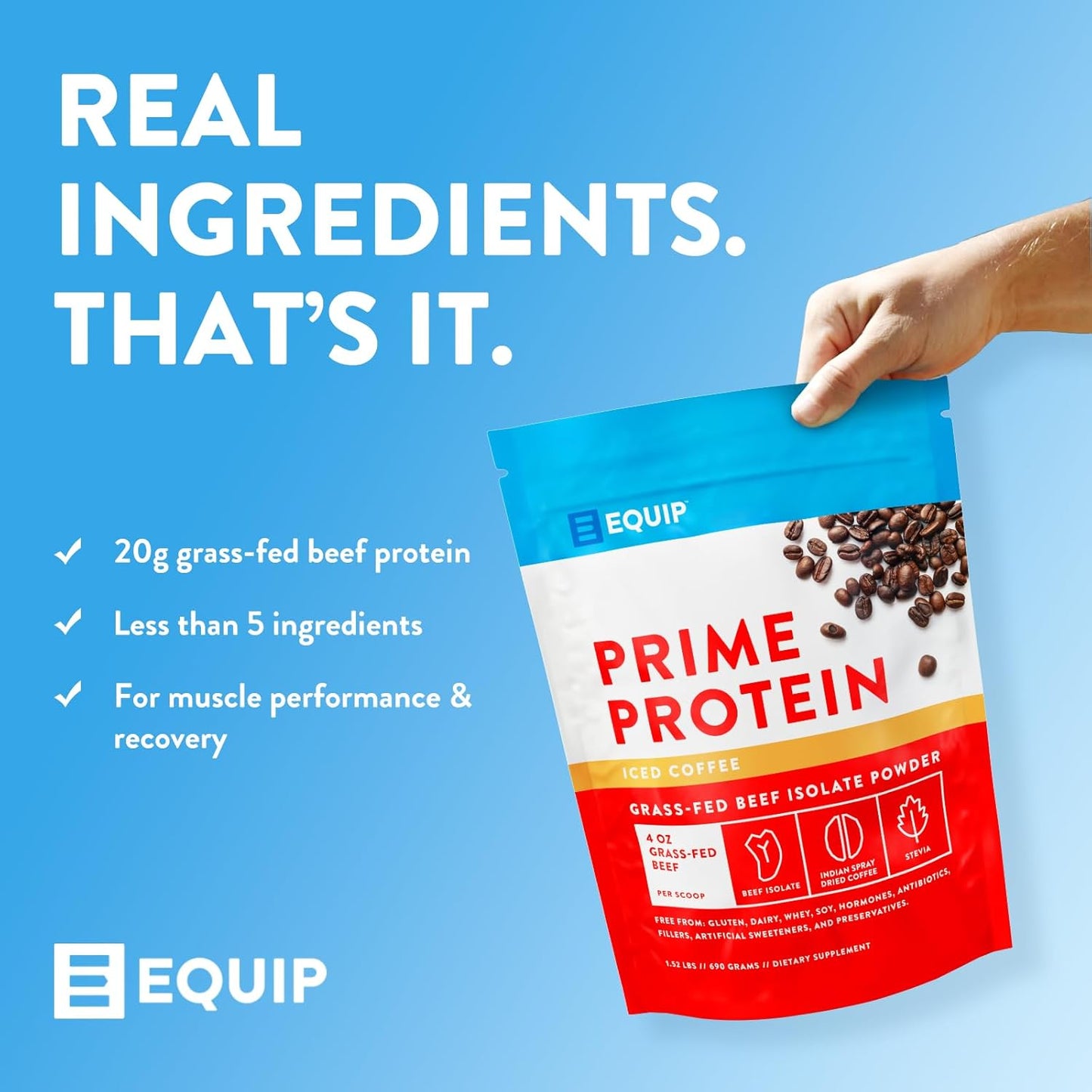Grass-Fed Beef Protein Isolate Powder - Clean Carnivore Protein for Paleo & Keto Diets - Iced Coffee Flavor - 30 Servings