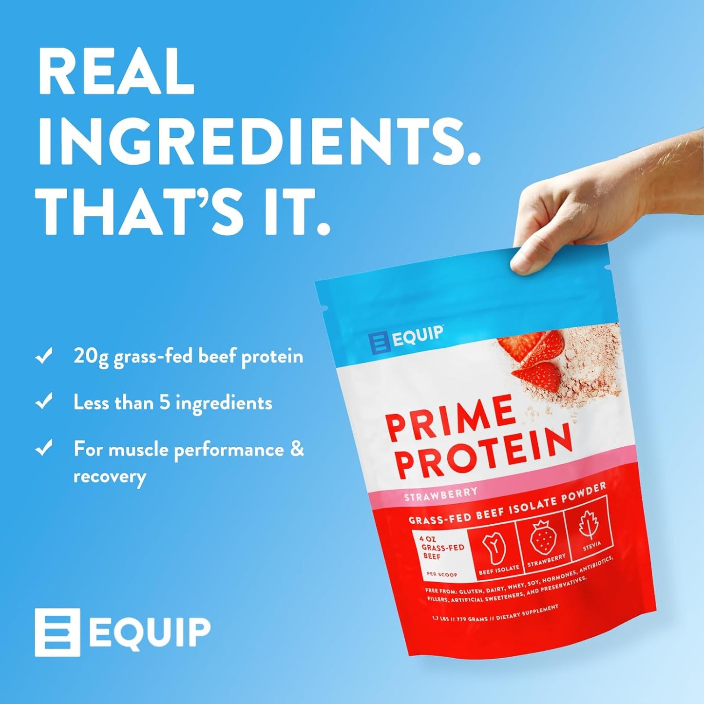 Grass-Fed Beef Protein Isolate Powder - Paleo & Keto Friendly - Supports Tissue Repair & Building - Strawberry Flavor - 30 Servings