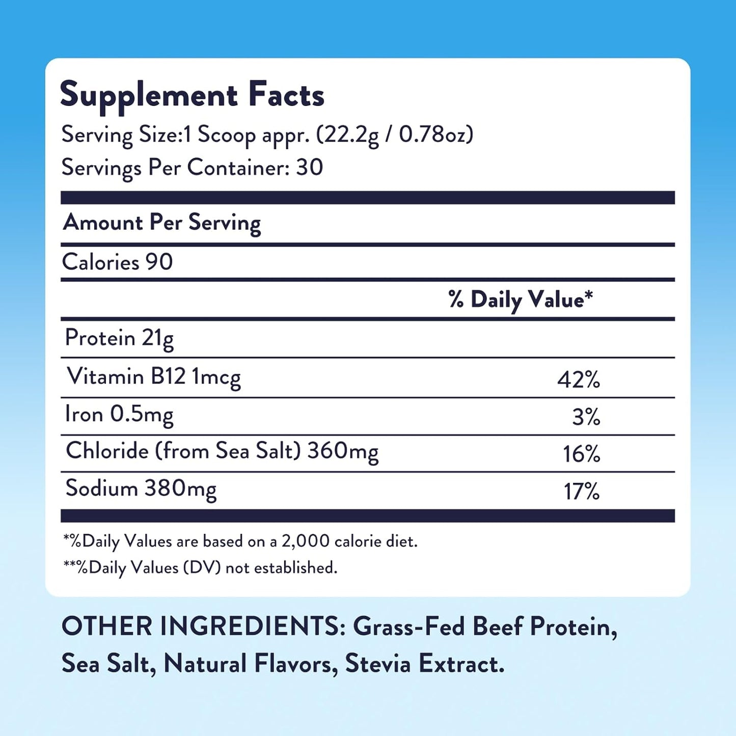 Grass Fed Beef Protein Isolate Powder - Paleo & Keto Friendly, Salted Caramel Flavor, 30 Servings