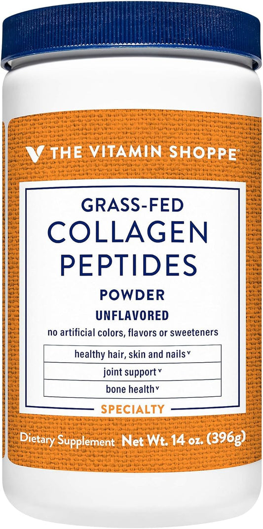 Grass Fed Bovine Collagen Peptides Powder - Unflavored for Healthy Hair, Skin, Joint & Nails - Gluten Free Natural Peptide Supplement (14 oz)