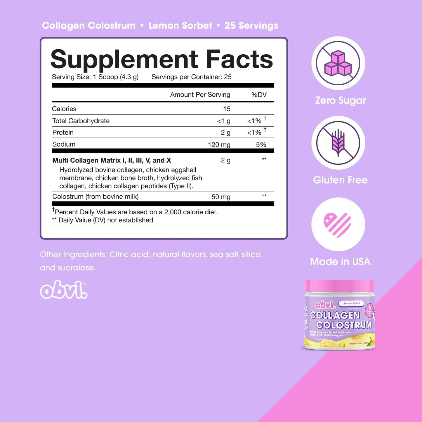 Grass-Fed Bovine Colostrum Powder for Gut Health, Skin & Immune Support | Gluten-Free, Keto-Friendly Supplement | Lemon Sorbet Flavor, 30 Servings