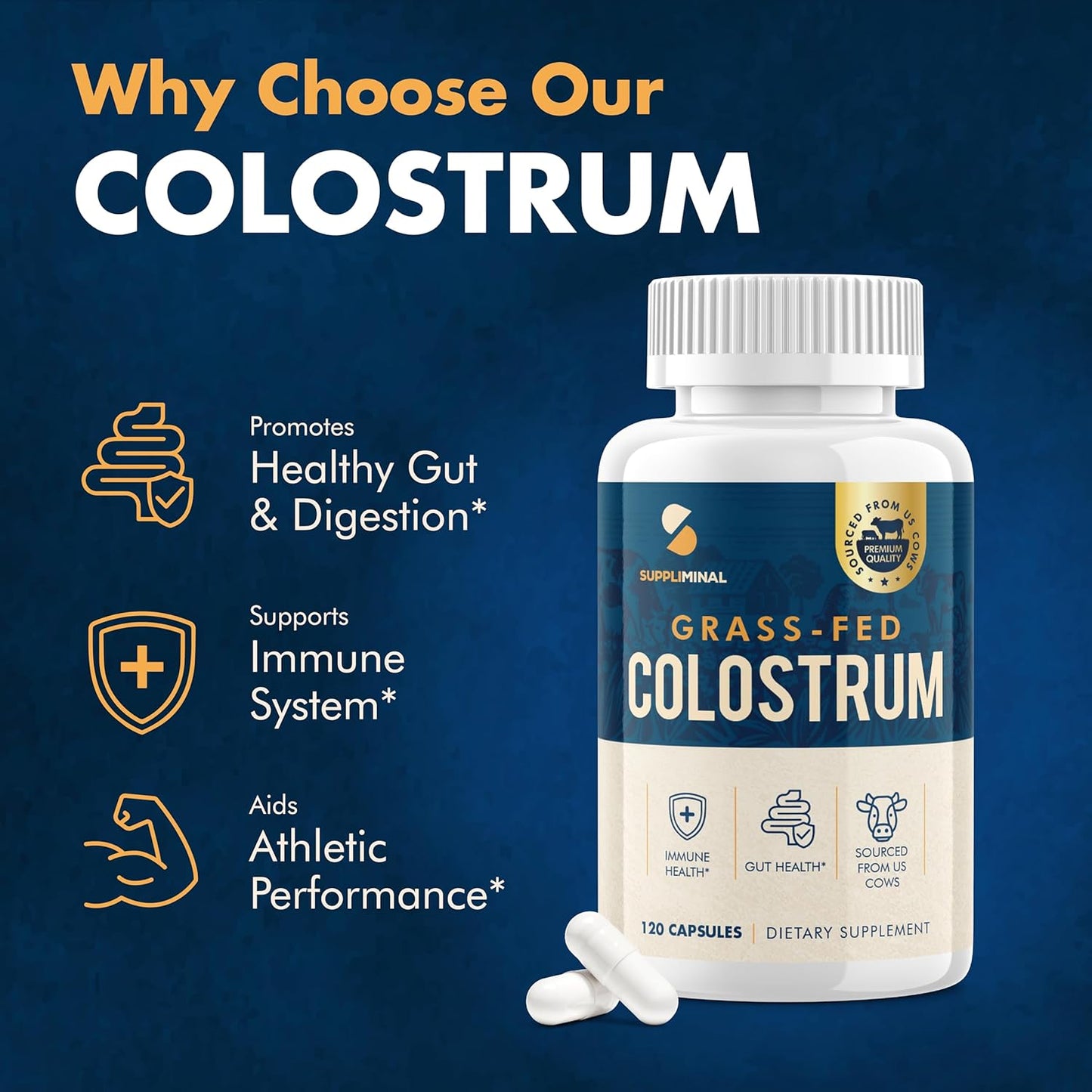 Grass Fed Bovine Colostrum Supplement - 60 Day Supply, Colostrum Powder Capsules - BoostGo Australia