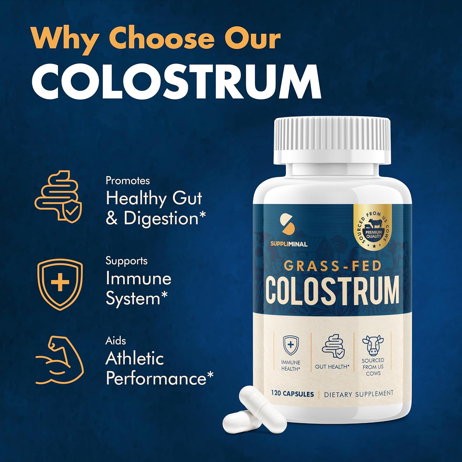 Grass Fed Bovine Colostrum Supplement - 60 Day Supply, Colostrum Powder Capsules - BoostGo Australia