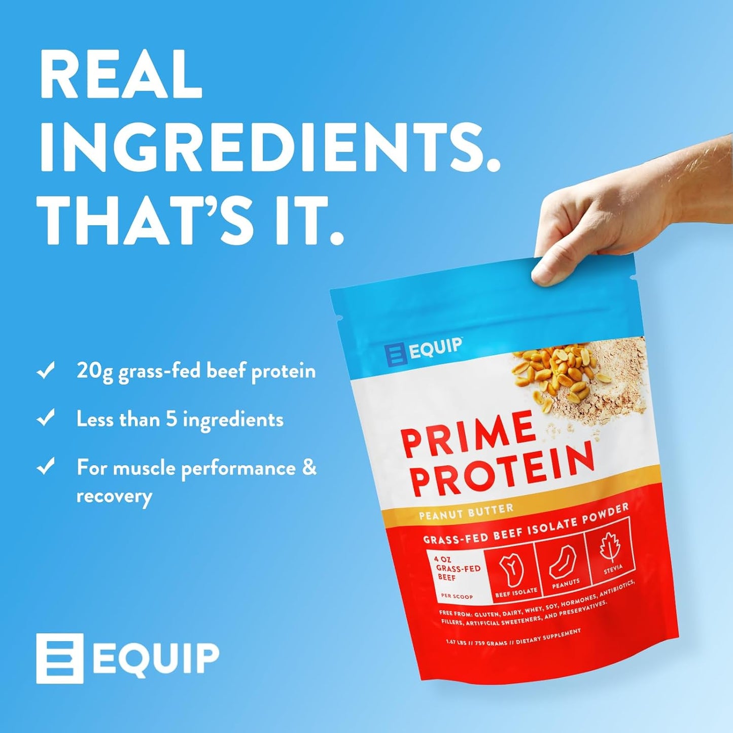 Grass Fed Carnivore Protein Powder - Paleo and Keto Friendly with Peanut Butter Flavor - 30 Servings