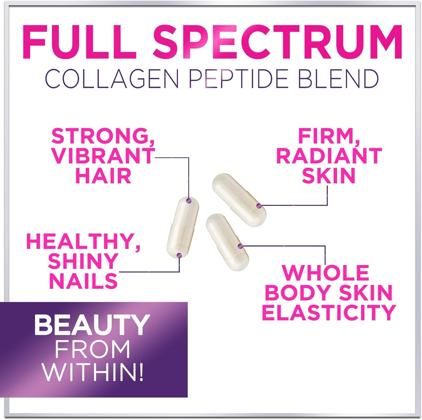Grass-Fed Collagen Capsules for Hair, Skin, Nails, Joints - 1800mg Hydrolyzed Type I, II, III, V & X - 60 Capsules - Men & Women Support - BoostGo Australia