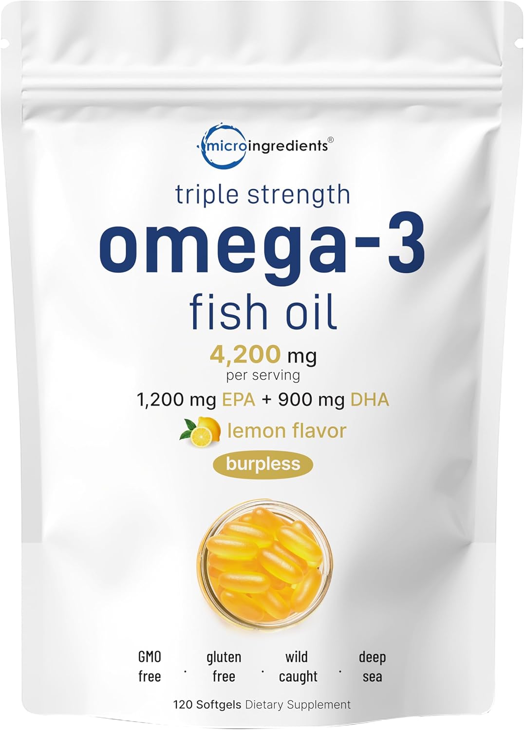 Grass-Fed Collagen Peptides & Omega-3 Fish Oil Bundle | 16oz Collagen Protein Powder & 4,200mg Fish Oil Softgels | Wild-Caught, Lemon Flavored, Burpless Formula | 2 Pack