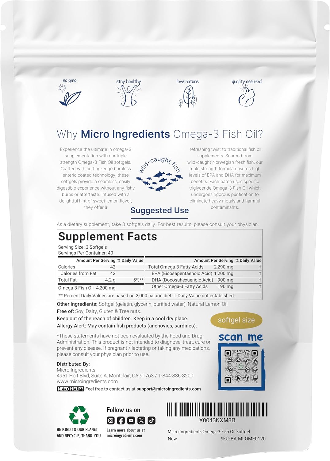 Grass-Fed Collagen Peptides & Omega-3 Fish Oil Bundle | 16oz Collagen Protein Powder & 4,200mg Fish Oil Softgels | Wild-Caught, Lemon Flavored, Burpless Formula | 2 Pack