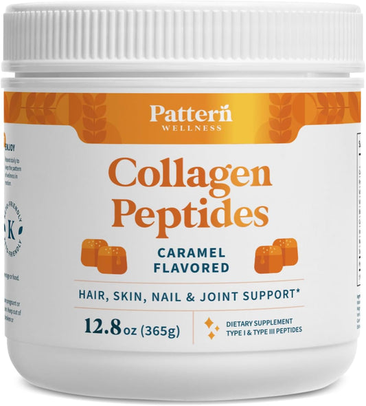 Grass-Fed Collagen Peptides Powder for Hair, Skin, Nails, and Joints - Hydrolyzed, Non-GMO, Dairy-Free, Keto-Friendly - Caramel Flavor - 13 Oz