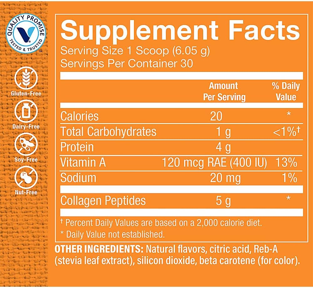 Grass Fed Collagen Peptides Powder for Hair, Skin, Nails, Bones & Joints - Pineapple Flavor - 30 Servings