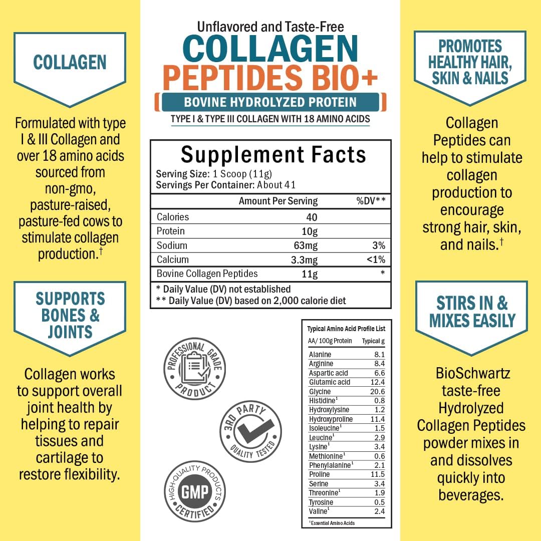 Grass Fed Collagen Peptides Powder for Healthy Skin, Hair & Nails - Bone & Joint Support - Hydrolyzed, Unflavored, Non GMO - 16 oz. - BoostGo Australia