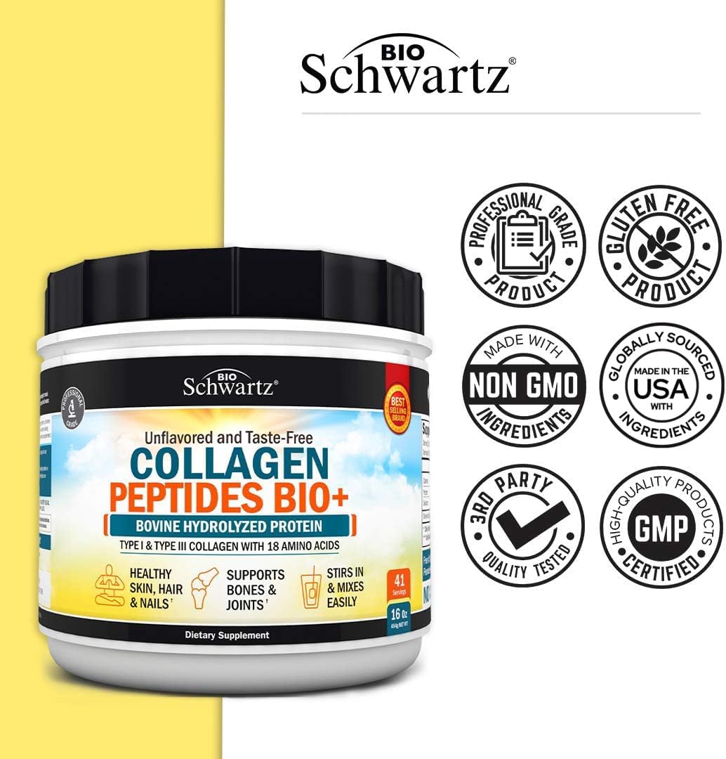 Grass Fed Collagen Peptides Powder for Healthy Skin, Hair & Nails - Bone & Joint Support - Hydrolyzed, Unflavored, Non GMO - 16 oz. - BoostGo Australia