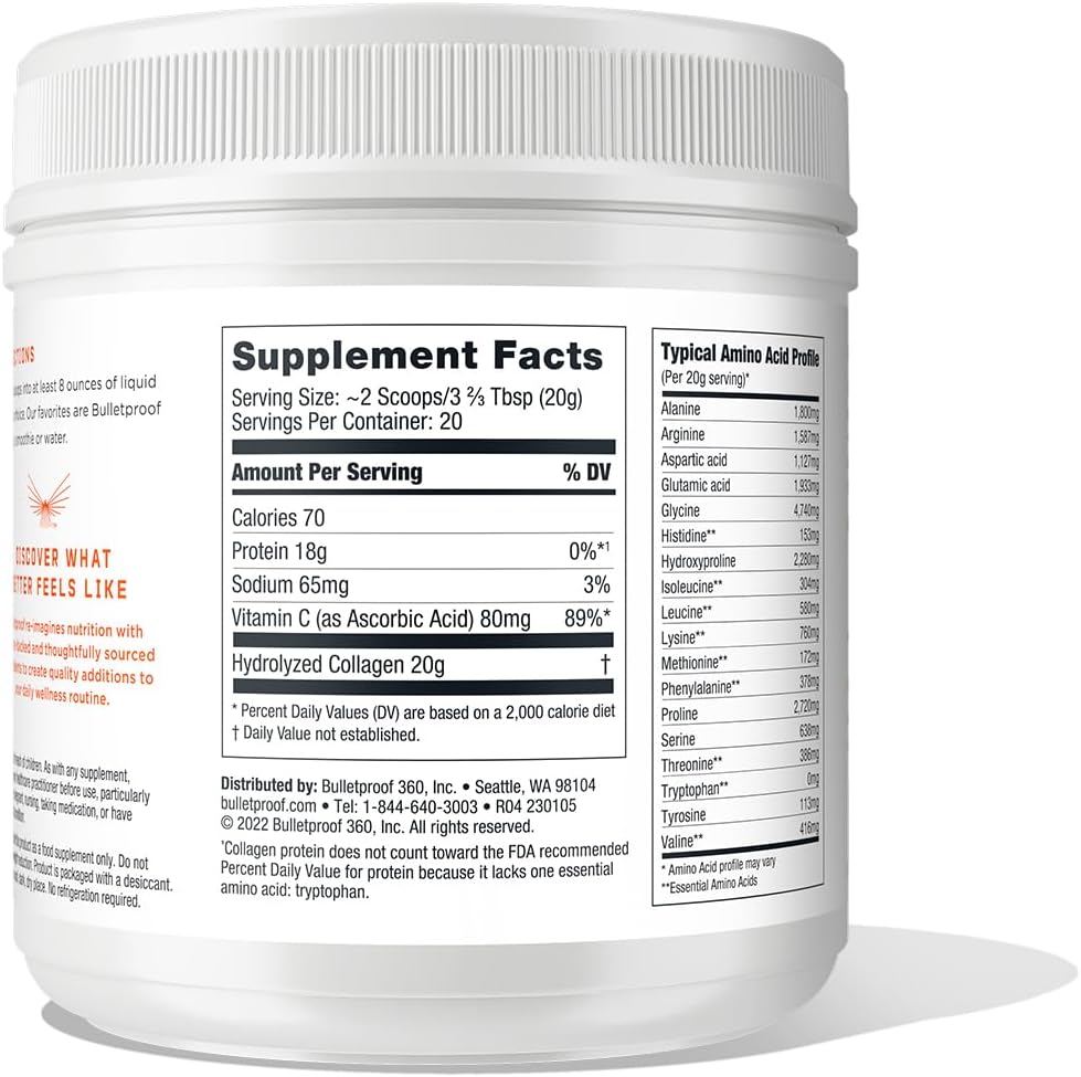 Grass-Fed Collagen Peptides Powder with MCT Oil, 14.3 oz - Skin, Bone, and Joint Support - Pasture Raised, Hormone-Free