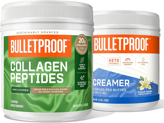 Grass Fed Collagen Peptides Powder with MCT Oil & Vanilla Flavor - Keto Creamer with High Protein & Healthy Fats