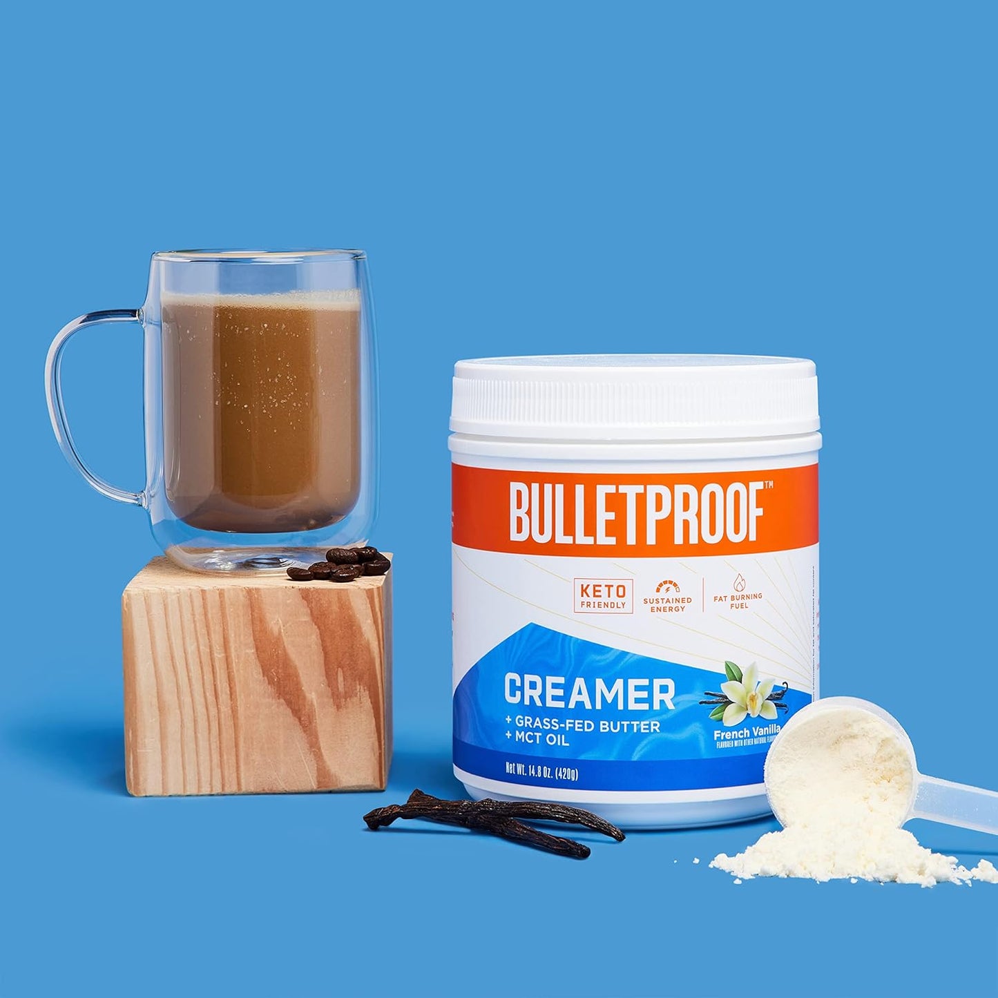 Grass Fed Collagen Peptides Powder with MCT Oil & Vanilla Flavor - Keto Creamer with High Protein & Healthy Fats
