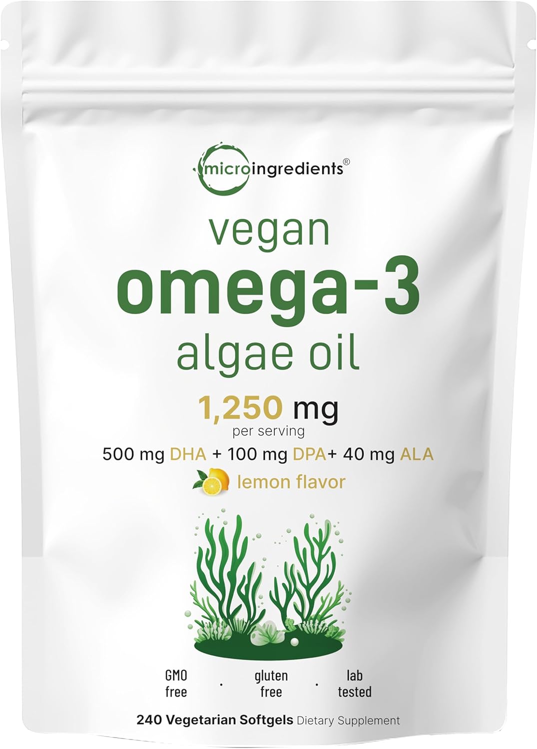 Grass-Fed Collagen Peptides & Vegan Omega-3 Algae Oil Bundle - Full Spectrum Alternative to Fish Oil - 2 Pack, 16oz each