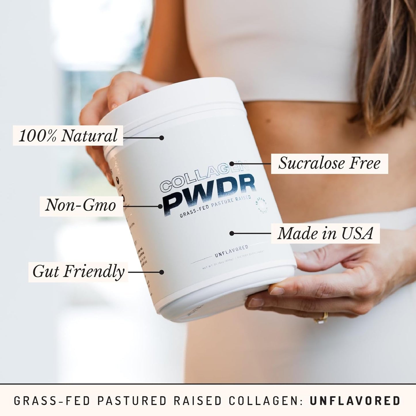 Grass Fed Collagen Powder for Hair, Skin, Nails, Joints, Bones & Ligaments - All Natural & Sugar Free