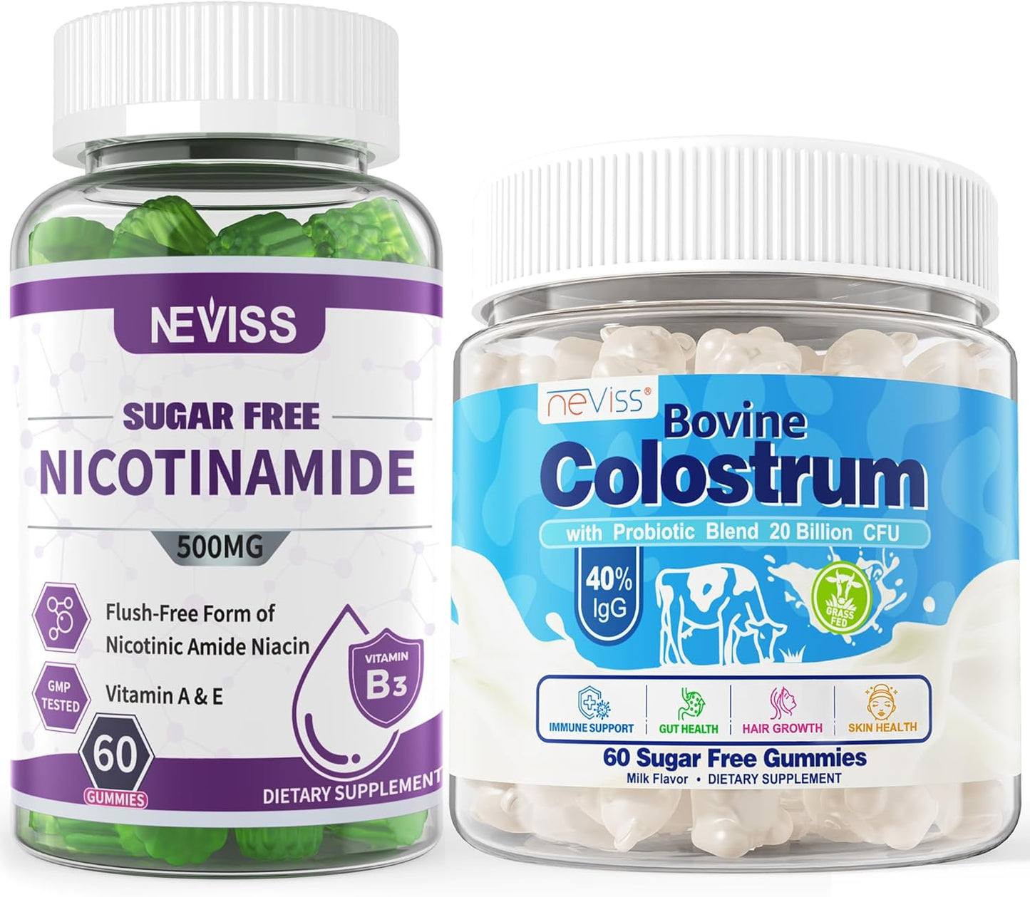 Grass Fed Colostrum Gummies with Nicotinamide - Sugar Free and 500mg Formula
