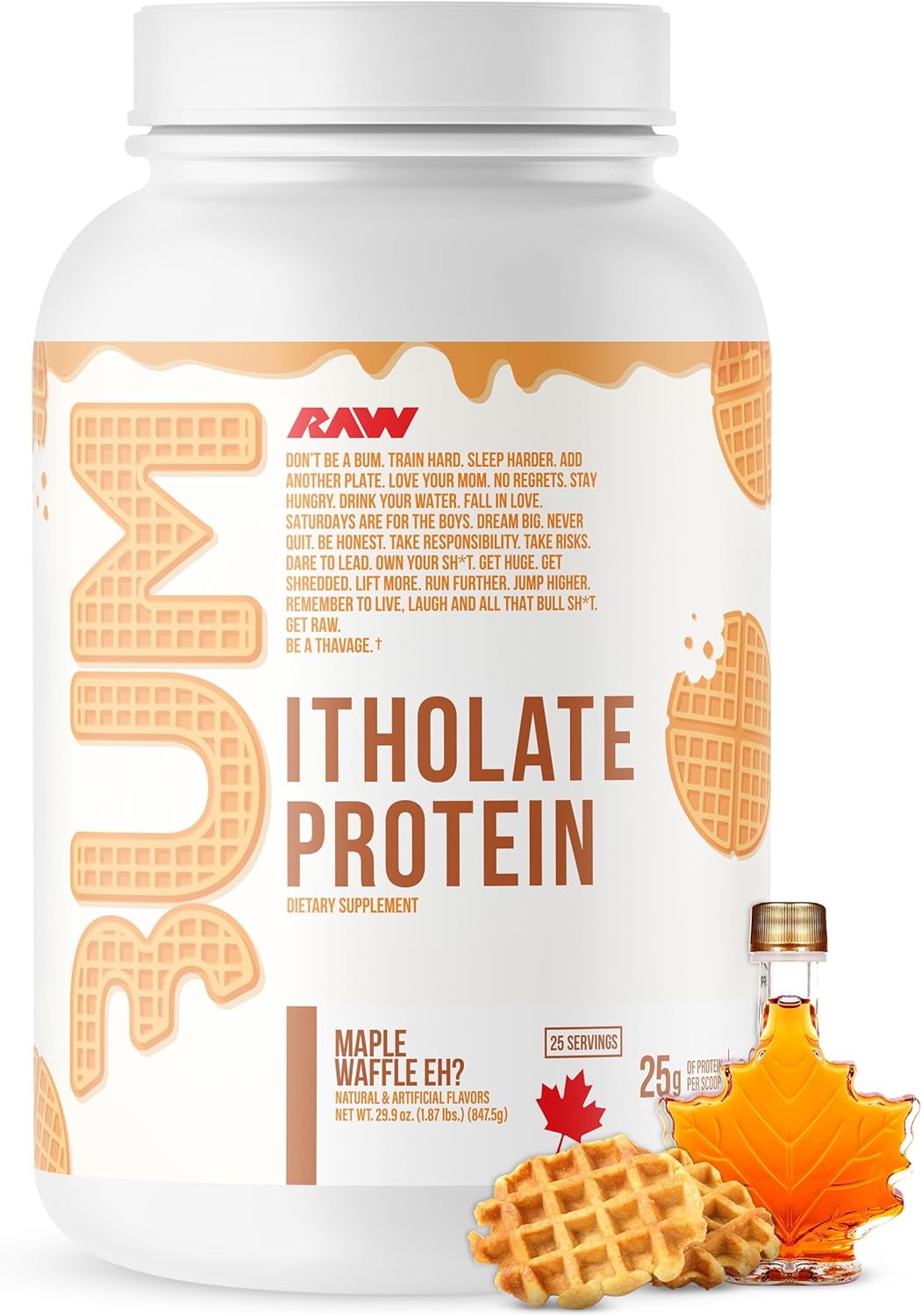 Grass-Fed Maple Waffle Whey Isolate Protein Powder for Muscle Growth & Recovery - Low-Fat, Low Carb - 25 Servings