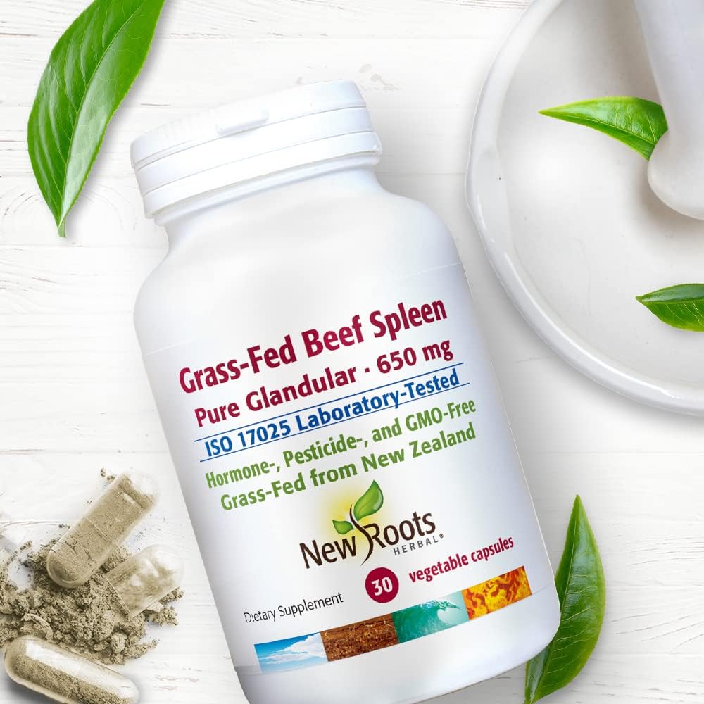 Grass-Fed New Zealand Beef Spleen Capsules - 650mg (30 Count) | Immune Support & Spleen Function | Non-GMO Supplement