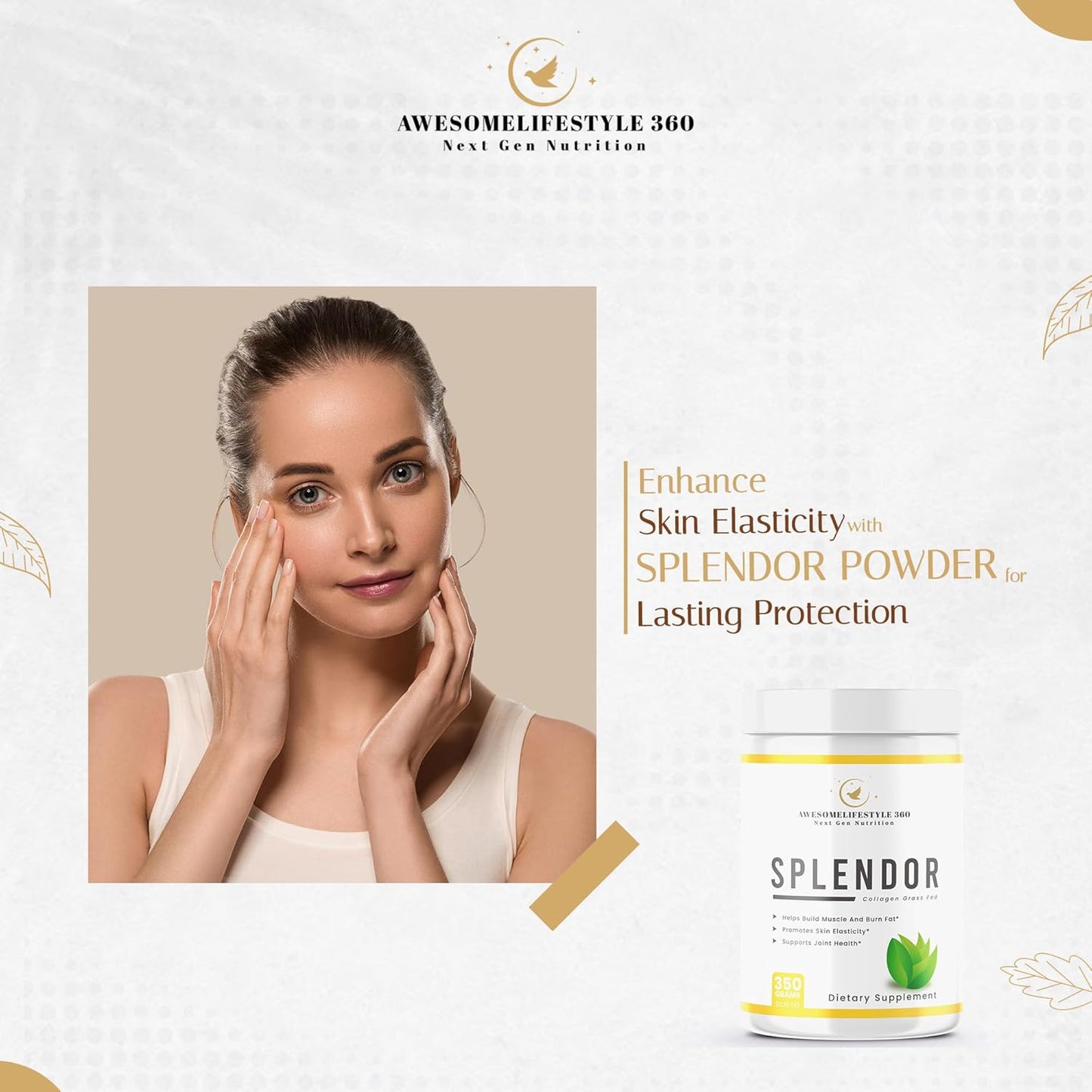 Grass-Fed Splendor Collagen Peptides Powder for Next Gen Nutrition - Type I & III Collagen Peptides from Healthy Cows