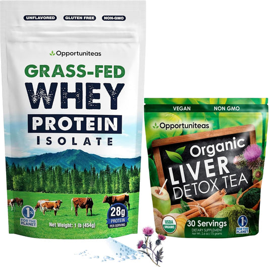 Grass Fed Unflavored Whey Protein & Liver Detox Matcha Tea Bundle - Muscle Support & Liver Cleanse - BoostGo Australia