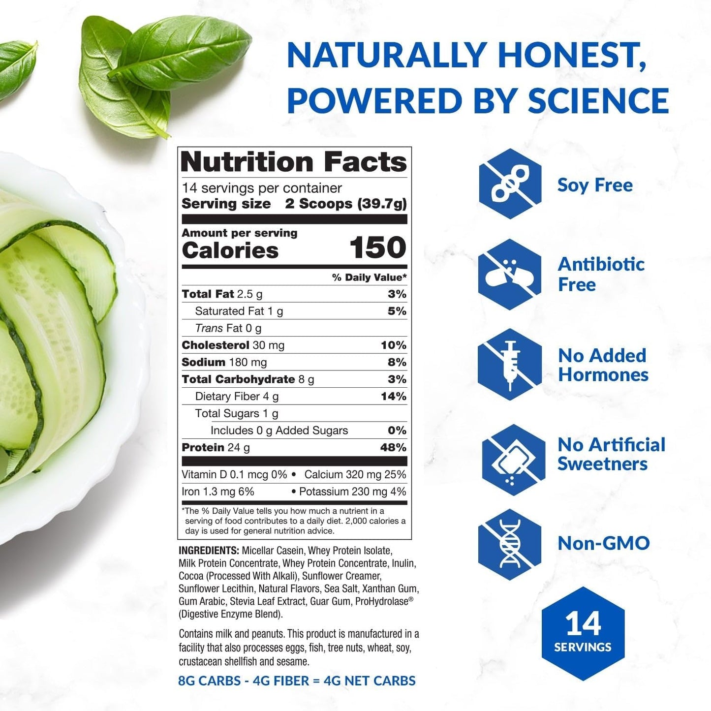 Grass-Fed Whey & Casein Protein Powder - BioTrust Low Carb Blend (Cafe Mocha) - Non-GMO, Gluten-Free