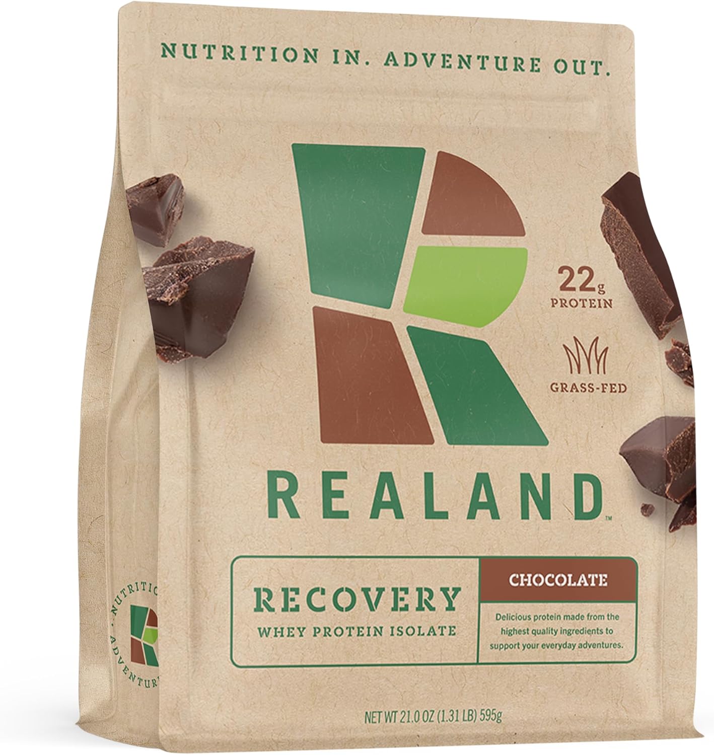 Grass-Fed Whey Protein Isolate Powder - Chocolate Flavor - 22g Protein - 17 Servings - Muscle Recovery