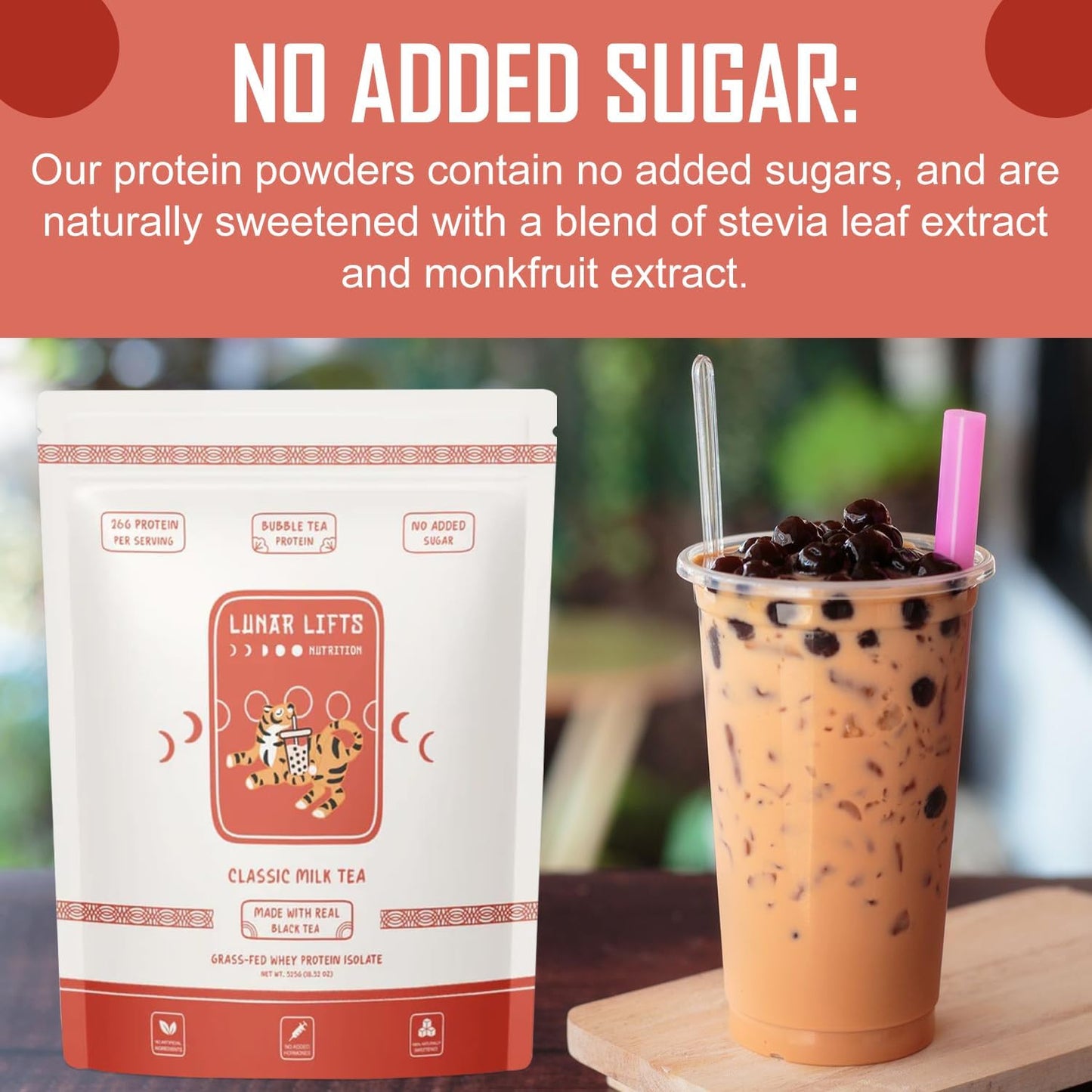 Grass-Fed Whey Protein Isolate Powder for Bubble Tea | Classic Milk Tea Boba Flavor | 26g Protein | No Sugar or Artificial Ingredients