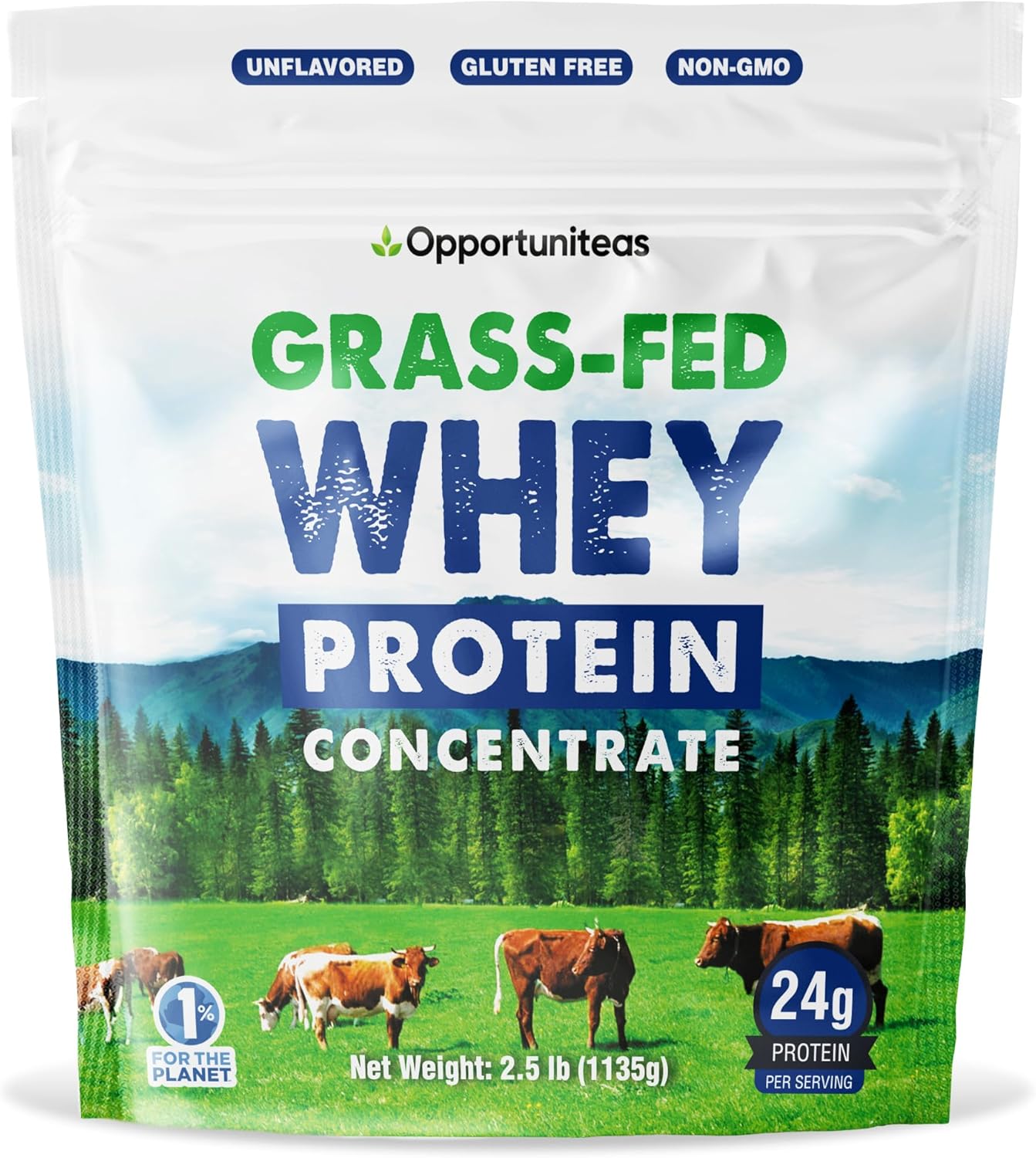 Grass Fed Whey Protein Powder Concentrate - Unflavored & Unsweetened - Pure Protein Supplement for Smoothies, Shakes, Cooking & Baking - Non GMO, Hormone Free - 2.5 lb