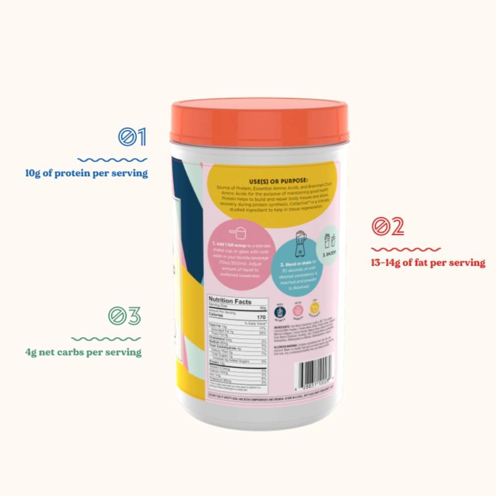 Grass-Fed Whey Protein Powder with Marine Collagen Peptides for Keto Diet - Fudge Brownie Flavor - Supports Muscle, Hair, Skin, Nails, and Joints