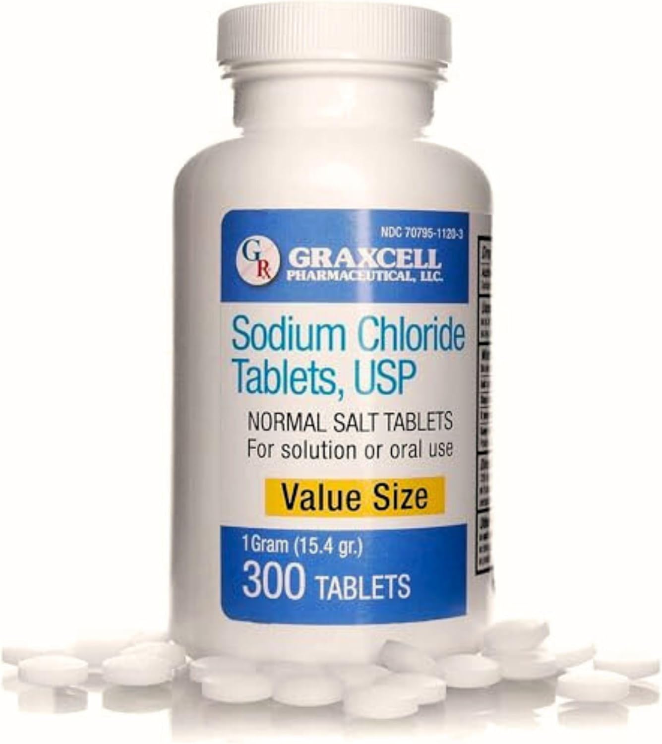 Graxcell Sodium Chloride Tablets 1gm | Electrolyte Salt for POTS Syndrome & Dysautonomia | Rapid Rehydration | 300 Count | USA Made