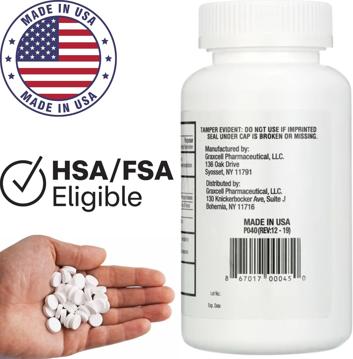 Graxcell Sodium Chloride Tablets 1gm | Electrolyte Salt for POTS Syndrome & Dysautonomia | Rapid Rehydration | 300 Count | USA Made