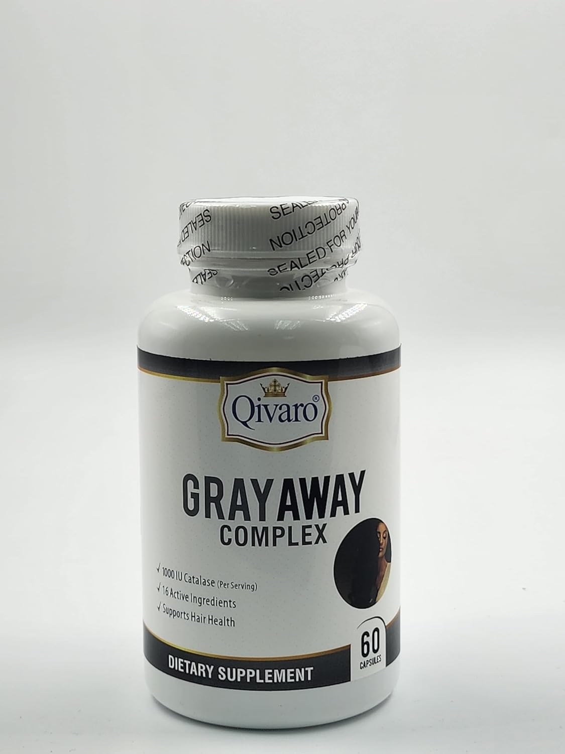 Gray Away Complex by Qivaro - Advanced Unisex Supplement for Restoring Natural Hair Color - Reverse Graying in Men and Women - 60 Capsules