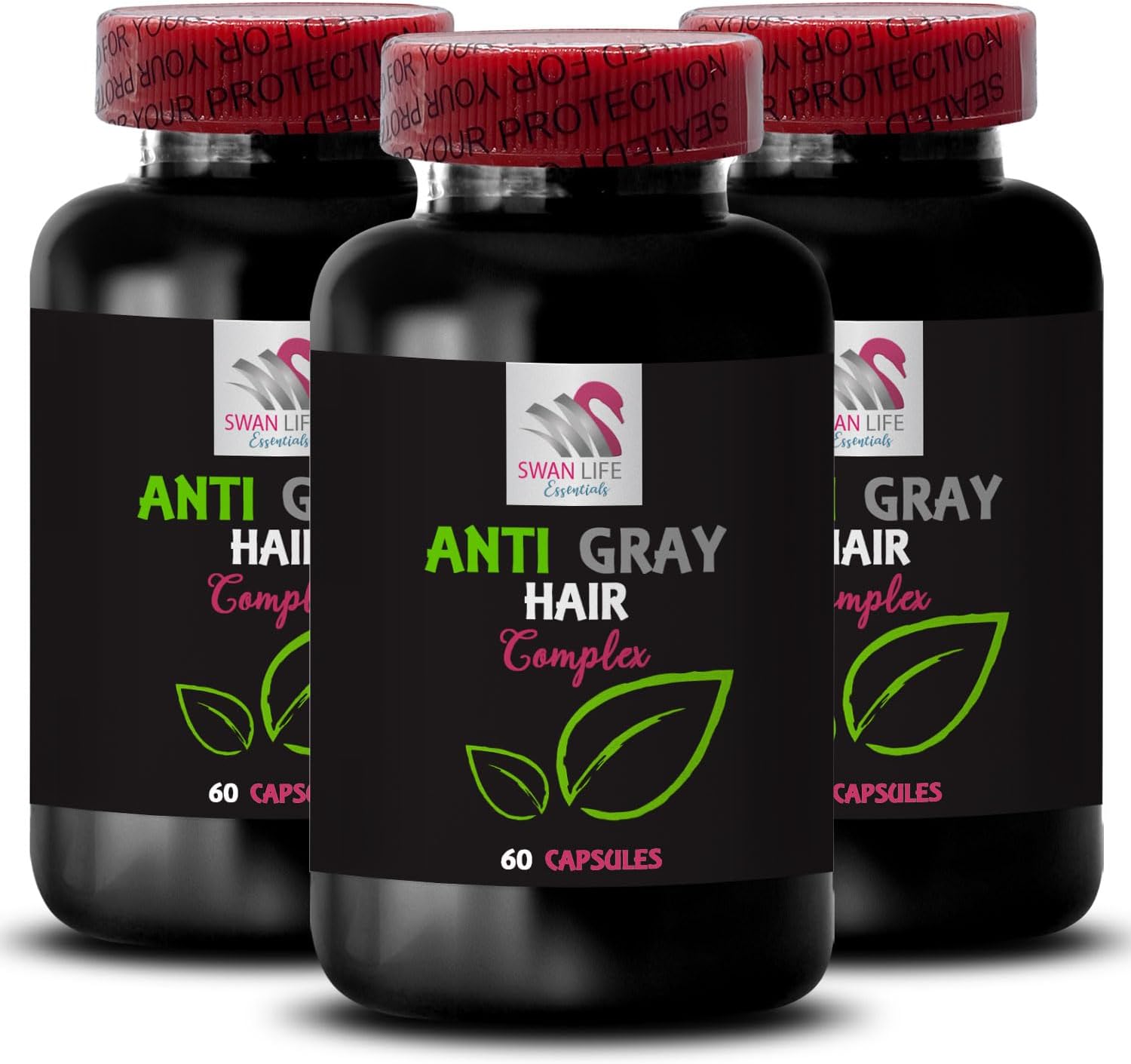 Gray Hair Supplement - Anti Gray Hair Complex for Vibrant Color & Longevity - Hair Shade Balance & Renewal - Gray Hair Solution - 3 Bottles, 180 Capsules