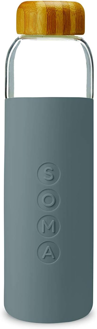 Gray Soma Glass Water Bottle - 17oz - BPA-Free with Silicone Sleeve