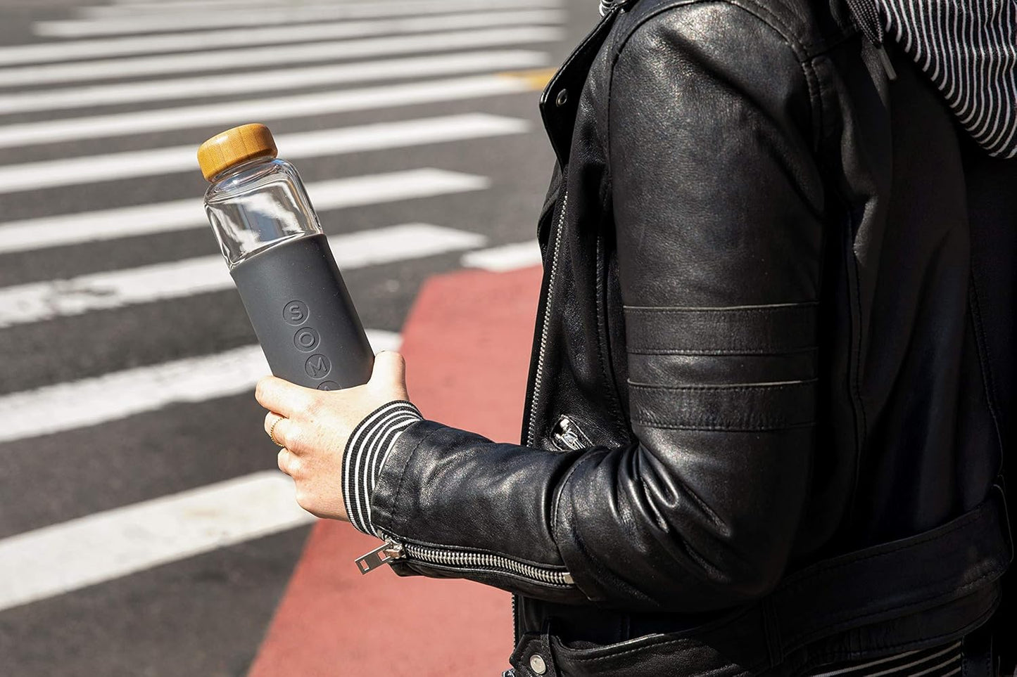 Gray Soma Glass Water Bottle - 17oz - BPA-Free with Silicone Sleeve