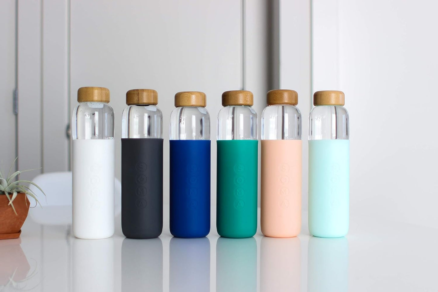 Gray Soma Glass Water Bottle - 17oz - BPA-Free with Silicone Sleeve
