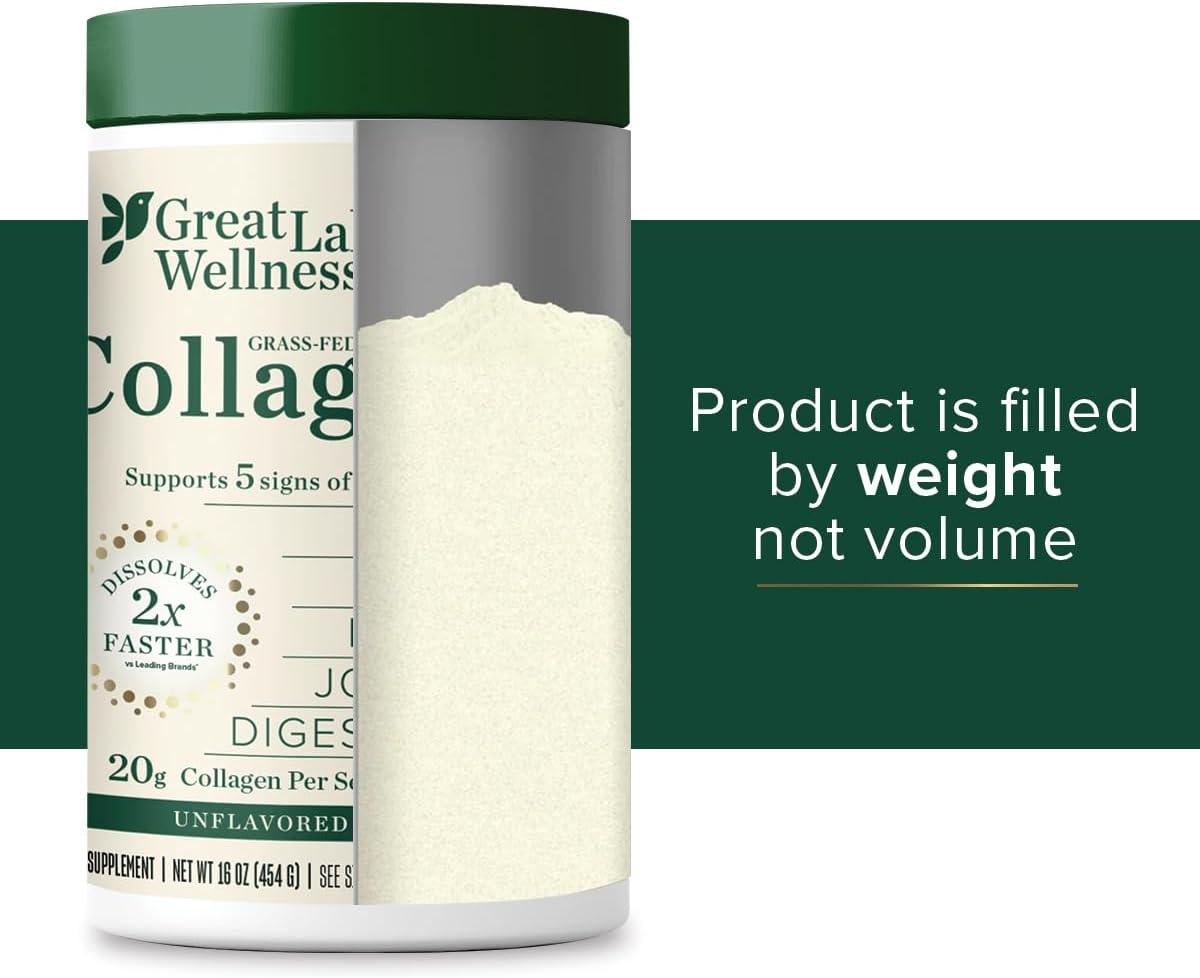 Great Lakes Wellness Collagen Peptides Powder Supplement - Unflavored Hydrolyzed Peptides for Skin, Hair, Nails, and Joints - Non-GMO, Keto, Paleo, Gluten-Free - 10 oz Canister, Pack of 2