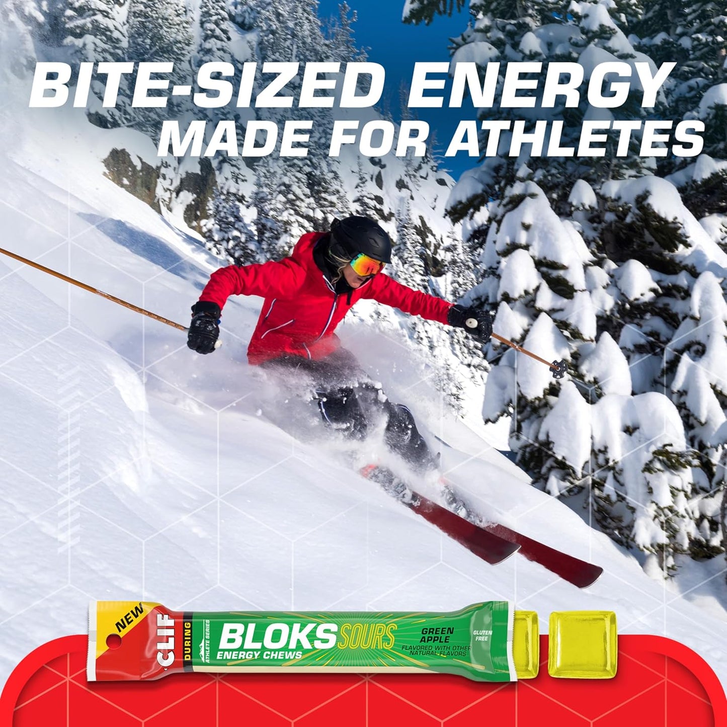 Green Apple Clif Bloks Sours: Non-GMO Energy Chews for Cycling & Running - Plant Based Fuel with Carbohydrates & Electrolytes - 2.12 oz (18 Count)