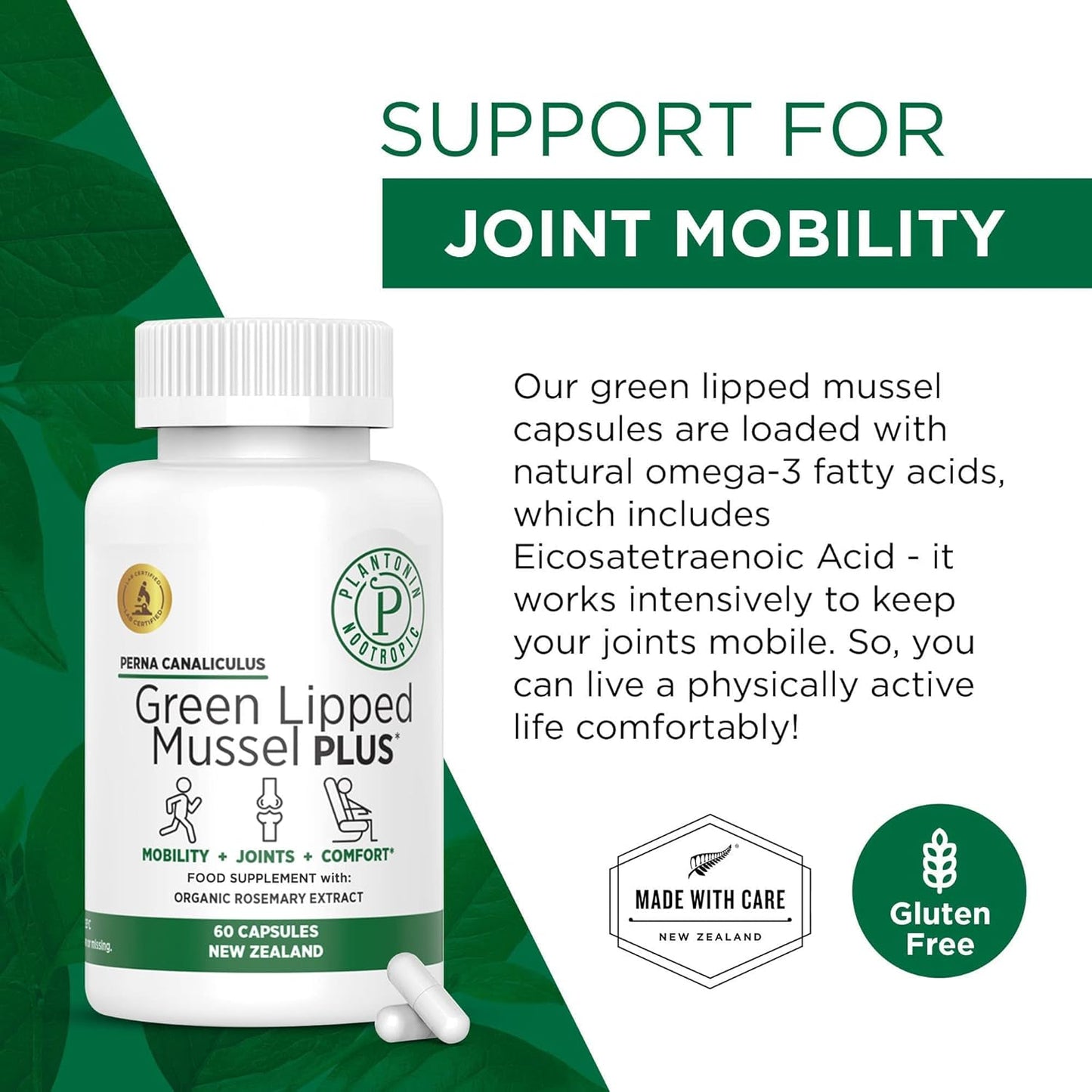 Green Lipped Mussel Capsules - 19,000mg Serving - Perna Canaliculus with Omega 3 - Joint Mobility & Circulation Support - Non GMO - 60 Capsules