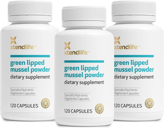 Green Lipped Mussel Powder Supplement 2400mg with Omega-3 for Joint Health - 120 Capsules (3 Pack)