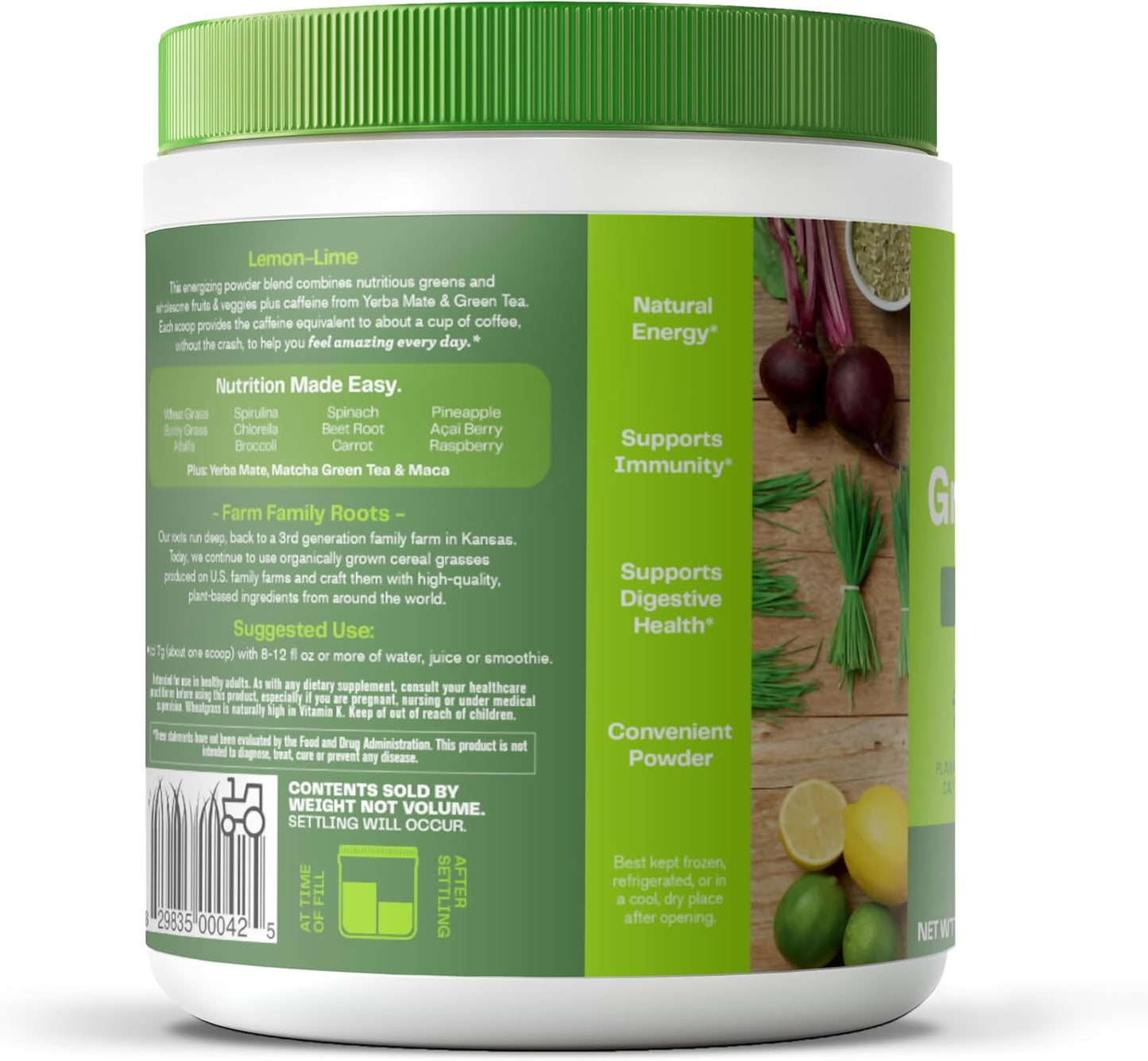 Green Superfood Energy Smoothie Mix with Plant Based Caffeine - Lemon Lime Flavor - Nootropic Support - 30 Servings - BoostGo Australia