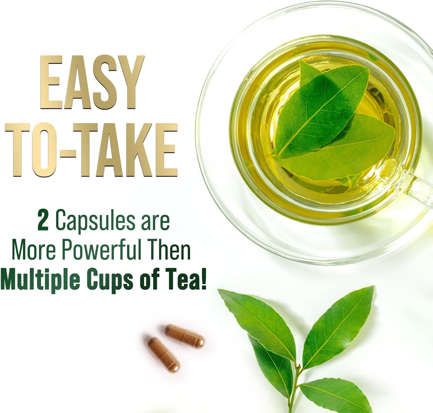 Green Tea Extract Capsules 1000mg - 98% Standardized EGCG - 3X Strength for Natural Energy - Heart Support - Rich in Polyphenols - 120 Capsules