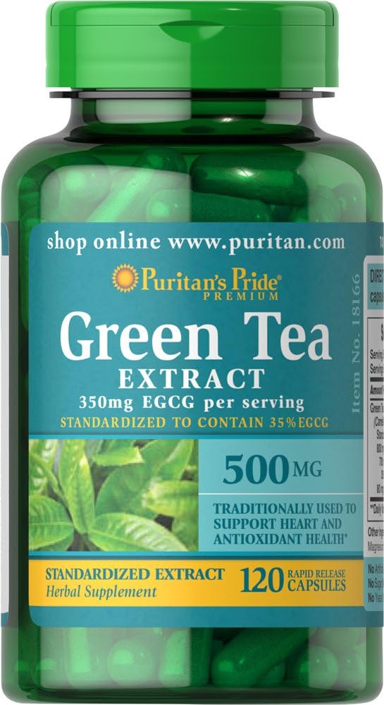 Green Tea Standardized Extract Capsules 500mg - 120 Count by Puritan's Pride