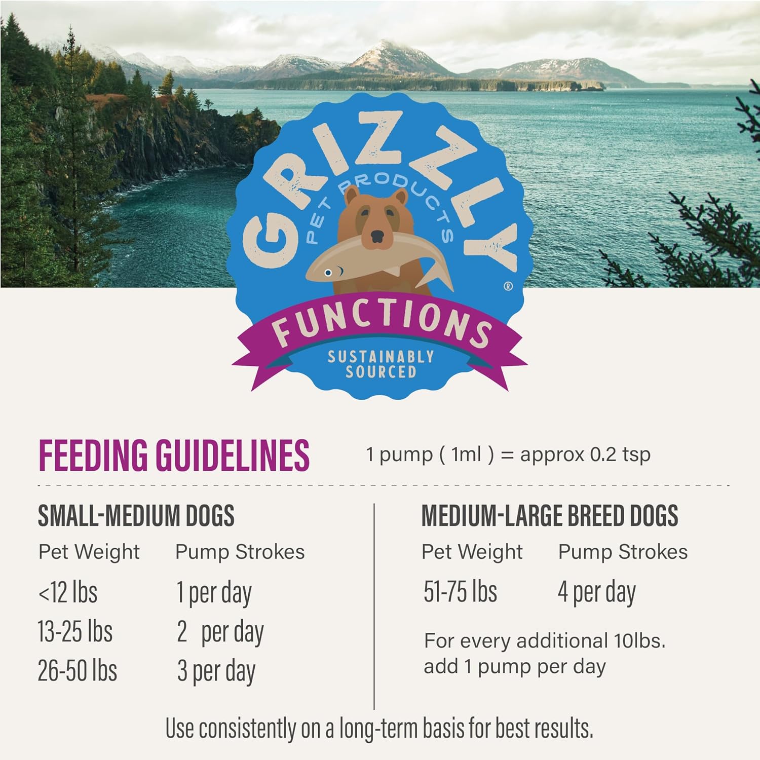 Grizzly Wild Antarctic Krill Oil Dog Food Supplement - Natural Antioxidant & Omega 3 Fatty Acids - 8 oz