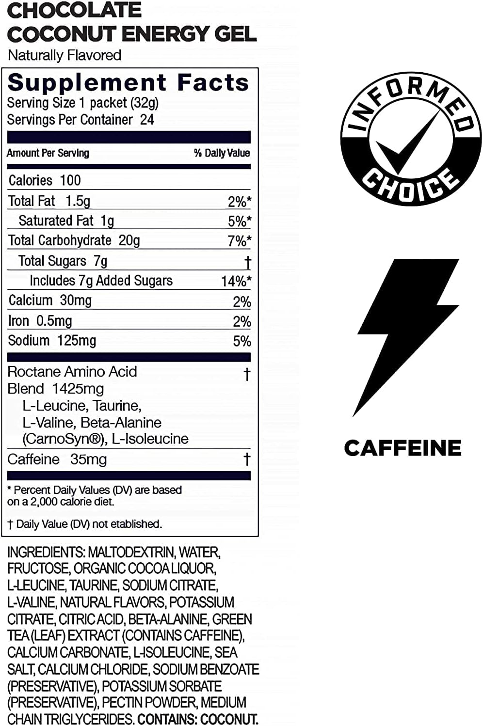 GU Energy Roctane Ultra Endurance Energy Gel, Chocolate Coconut Flavor - 24 Count, Vegan, Gluten-Free, Kosher, Dairy-Free - On-The-Go Nutrition for Running, Biking, Hiking, Skiing