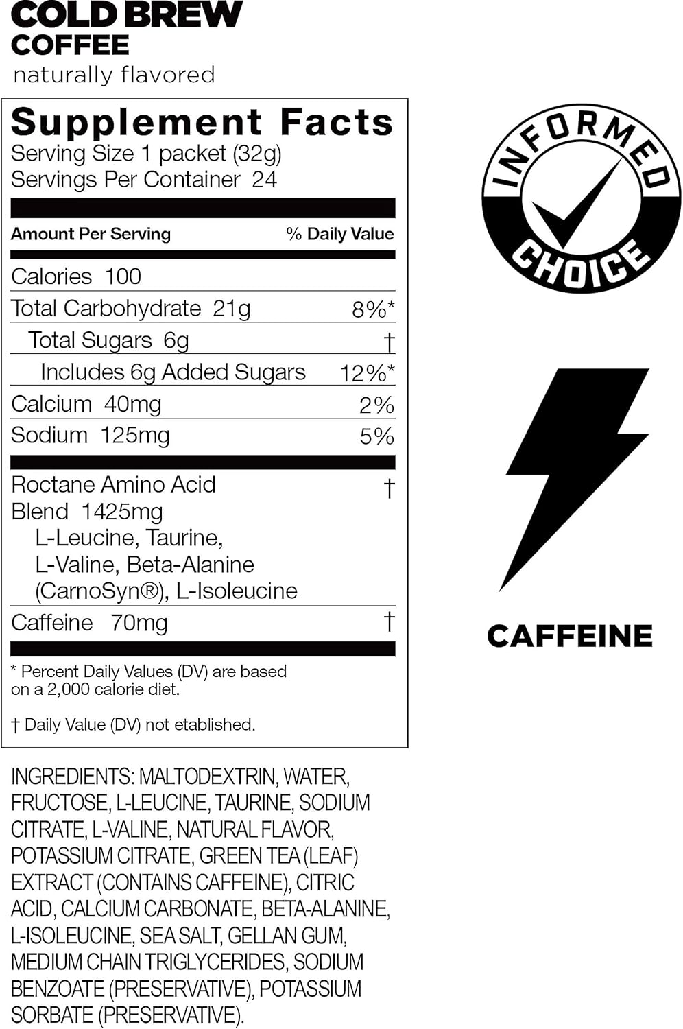 GU Energy Roctane Ultra Endurance Energy Gel Cold Brew with 2X Caffeine for Running & Cycling - 24 Packets