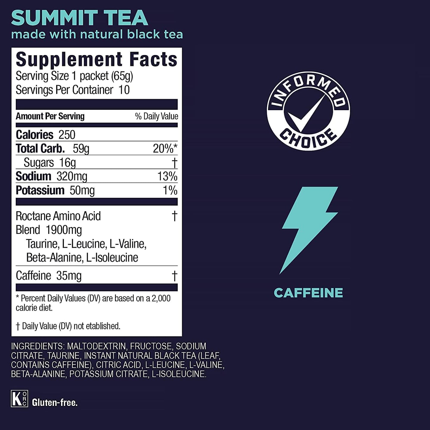 GU Energy Roctane Ultra Endurance Summit Tea Drink Mix - Vegan, Gluten-Free, Dairy-Free, Kosher - 10 Single-Serving Packets for On-the-Go Energy Boost