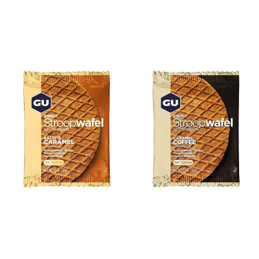 GU Energy Stroopwafel Salty's Caramel and Caramel Coffee Wafers - 16 Count Pack, with Caffeine for Sports Nutrition